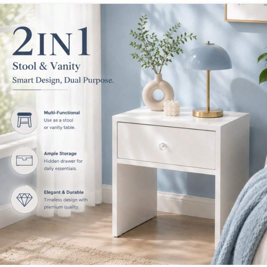 Furniture Hardware Suppliers - 2-in-1 Aufbewahrungshocker & Nachttisch, Versteckter Schubladen-Organizer