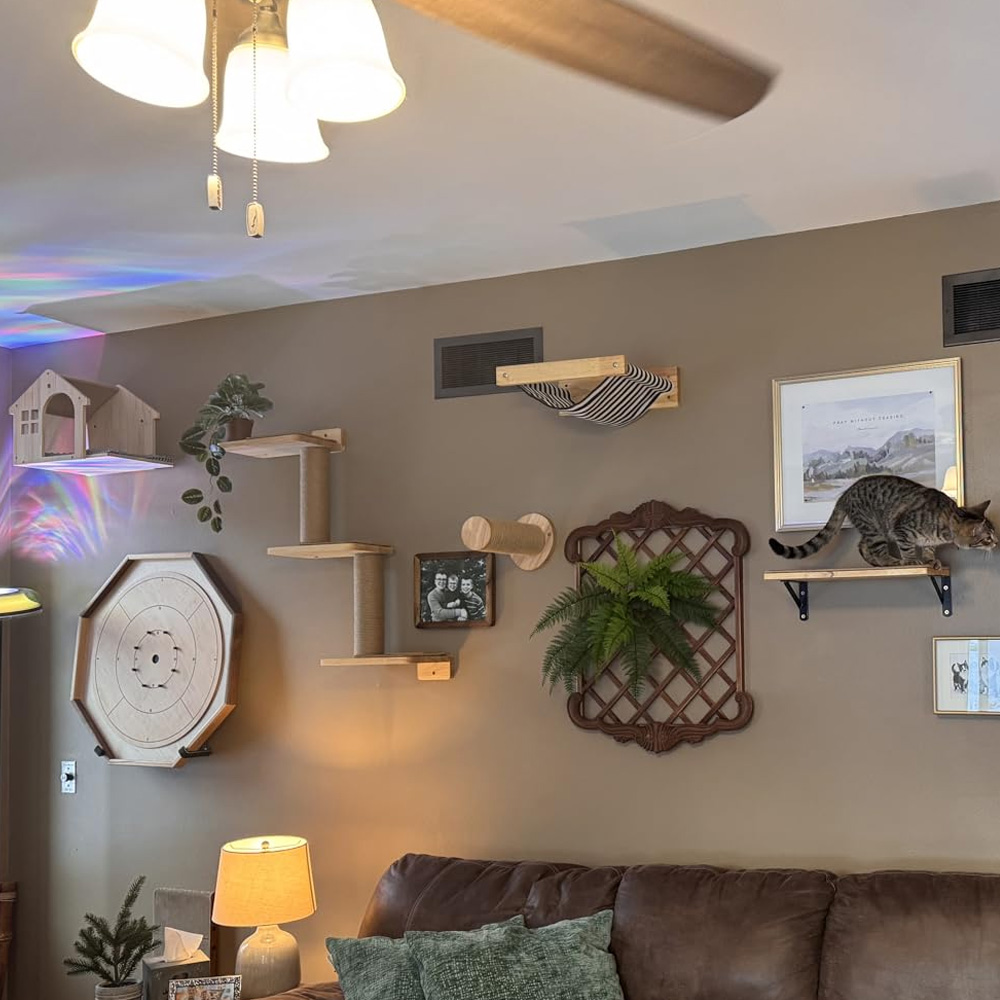 Furniture Paradise & Hardware Ghaziabad - Katzenmöbel Massivholz-Hängebrücke Wandmontierte Sisal-Katzenkletterleiter Holzstufen Umweltfreundliches