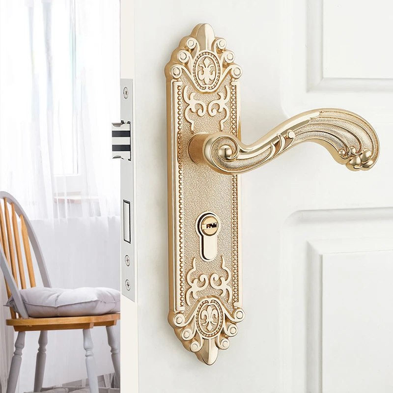 Furniture Hardware Fitting - Europäischer geräuscharmer Innentürgriff, luxuriöses, diebstahlsicheres Türschloss,